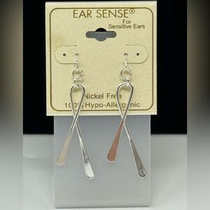 Ear Sense Silver 2 1/2 Inch Drop Earrings